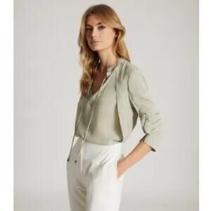 NWT REISS Frances Zip Detail Blouse Pistachio US 0 / UK 4 / EU 32 Retail $295